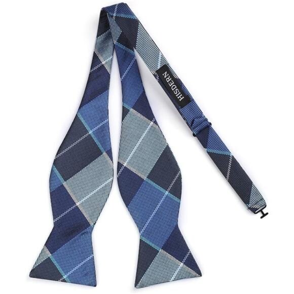 Bow Ties for Men Check Plaid Self Tie Bow Tie and Pocket Square Bowtie Formal - Picture 4 of 6